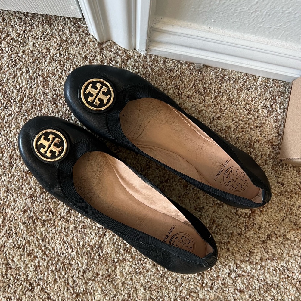 Tory Burch flats, black, used